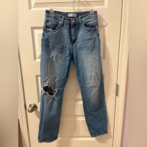 Distressed Denim, straight leg, Size 27